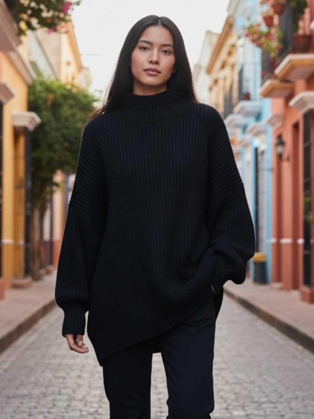 Free People | Easy Street Tunic Sweater | Black | Size S